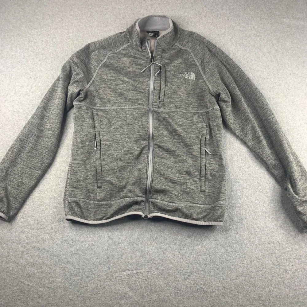 The North Face Fleece Jacket Mens M Grey Full Zip Heathered Mock Neck Activewear
